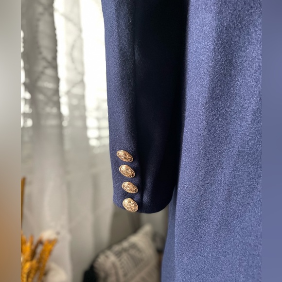 Navy Blue Midi Pea Coat XL - Picture 5 of 6